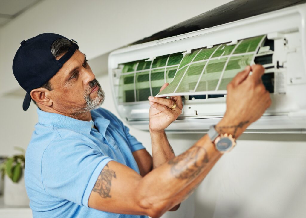Electricity, maintenance and hvac technician to install power box or inspection on electrical syste